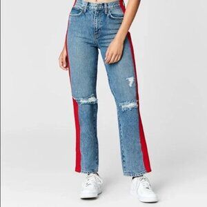 Carmar size 24 faded blue jeans with red stripe